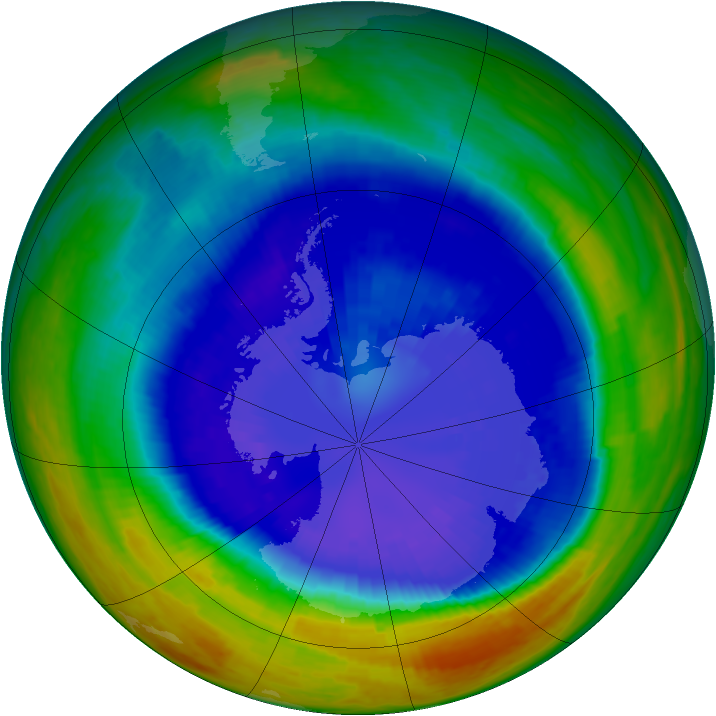 Antarctic ozone map for 08 September 2003